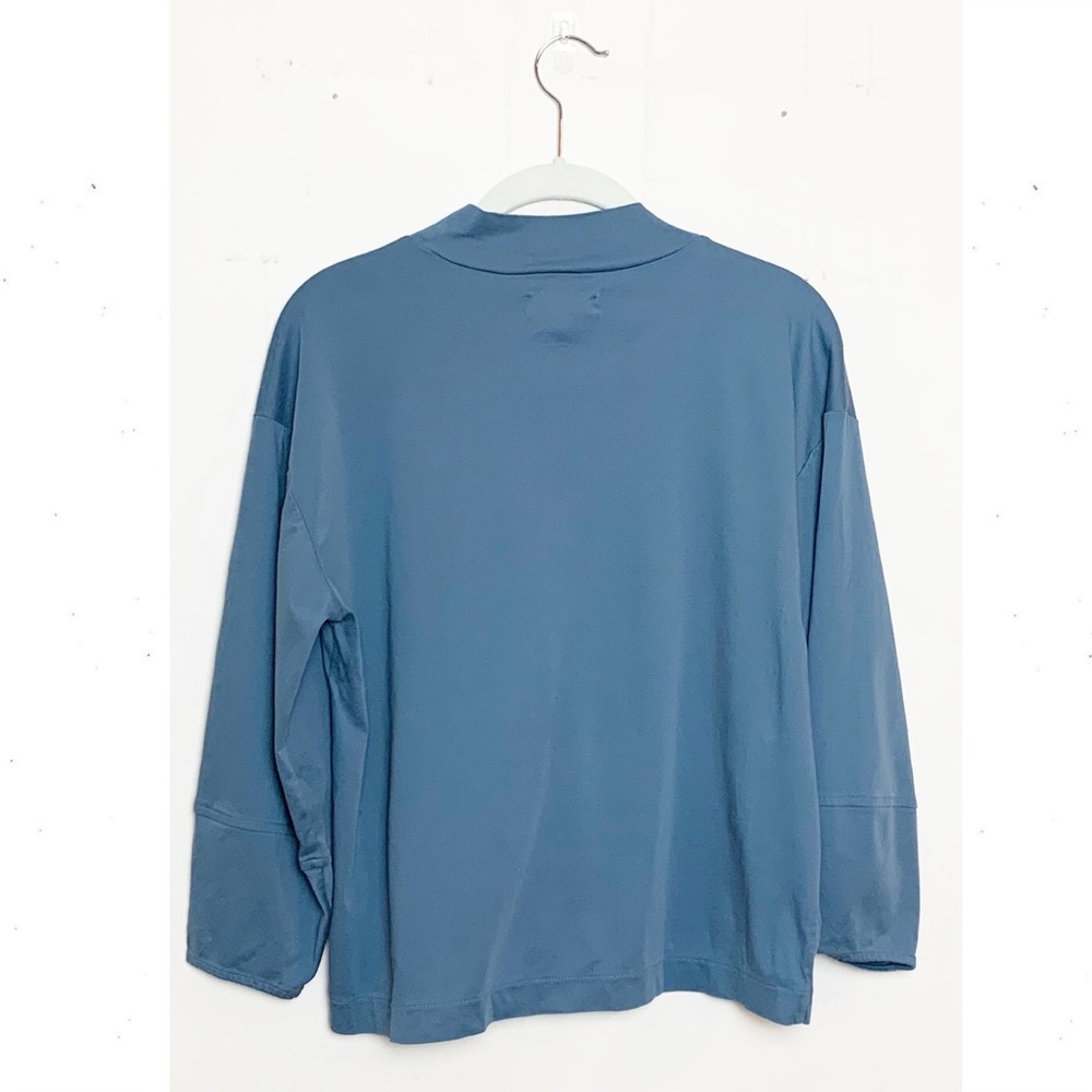 Everlane The Luxe Cotton Mockneck Tee Blue Large - Picture 4 of 7